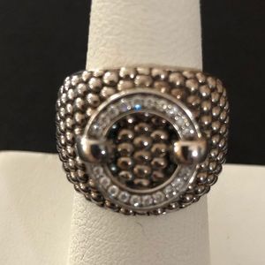 Lagos Sterling Silver/Pave Diamond Ring Sz 7